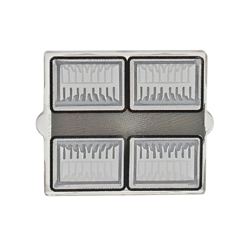 Trans-Clear Glass for Window 1 x 2 x 2 Flat Front with Silver and Dark Silver Headlights with Black Outlines Pattern