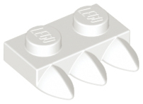 White Plate, Modified 1 x 2 with 3 Teeth
