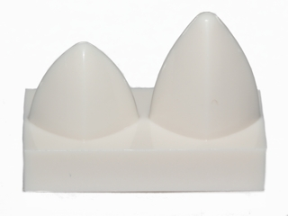 White Tile, Modified 1 x 2 with 2 Teeth Vertical