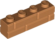 Medium Nougat Brick, Modified 1 x 4 with Masonry Profile