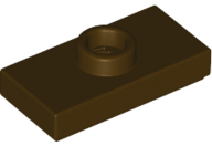 Dark Brown Plate, Modified 1 x 2 with 1 Stud with Groove and Bottom Stud Holder (Jumper)
