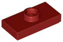 Dark Red Plate, Modified 1 x 2 with 1 Stud with Groove and Bottom Stud Holder (Jumper)