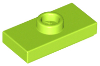 Lime Plate, Modified 1 x 2 with 1 Stud with Groove and Bottom Stud Holder (Jumper)