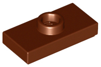 Reddish Brown Plate, Modified 1 x 2 with 1 Stud with Groove and Bottom Stud Holder (Jumper)
