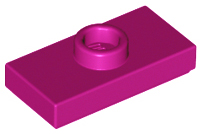 Magenta Plate, Modified 1 x 2 with 1 Stud with Groove and Bottom Stud Holder (Jumper)