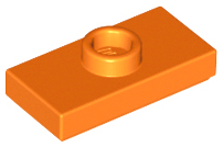 Orange Plate, Modified 1 x 2 with 1 Stud with Groove and Bottom Stud Holder (Jumper)