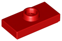 Red Plate, Modified 1 x 2 with 1 Stud with Groove and Bottom Stud Holder (Jumper)