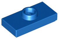 Blue Plate, Modified 1 x 2 with 1 Stud with Groove and Bottom Stud Holder (Jumper)
