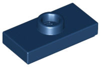 Dark Blue Plate, Modified 1 x 2 with 1 Stud with Groove and Bottom Stud Holder (Jumper)
