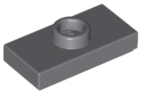 Dark Bluish Gray Plate, Modified 1 x 2 with 1 Stud with Groove and Bottom Stud Holder (Jumper)