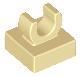 Tan Tile, Modified 1 x 1 with Open O Clip