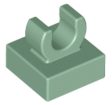 Sand Green Tile, Modified 1 x 1 with Open O Clip