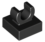 Black Tile, Modified 1 x 1 with Open O Clip