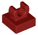 Dark Red Tile, Modified 1 x 1 with Open O Clip