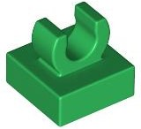 Green Tile, Modified 1 x 1 with Open O Clip