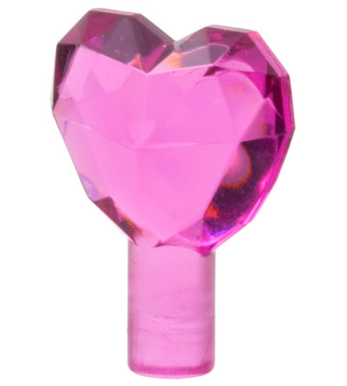 Trans-Dark Pink Rock 1 x 1 Jewel Heart Shaped