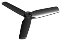 Black Propeller 3 Blade 9 Diameter with Center Recessed