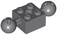 Dark Bluish Gray Technic, Brick Modified 2 x 2 with 2 Ball Joints and Axle Hole
