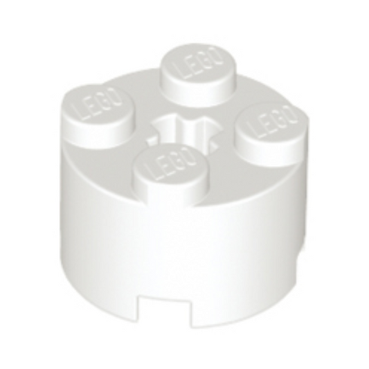 White Brick, Round 2 x 2 with Axle Hole