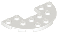 White Plate, Round Half 3 x 6 with 1 x 2 Cutout