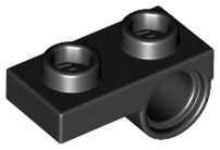 Black Plate, Modified 1 x 2 with Pin Hole on Bottom