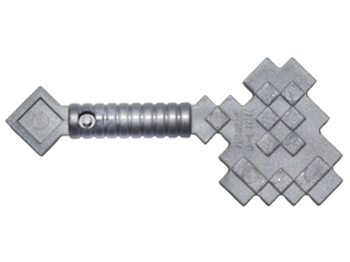 Flat Silver Minifigure, Utensil Axe, Pixelated (Minecraft)