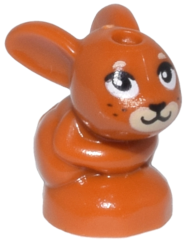 Dark Orange Bunny / Rabbit, Friends Style, Baby, Sitting with Black Eyes, Nose, and Whiskers and Tan Muzzle Pattern