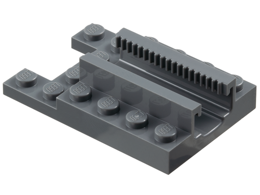 Dark Bluish Gray Plate, Modified 4 x 6 with 1 x 2 Cutout and Gear Track (Ninjago Dragon Spinjitzu Spinner Launcher)