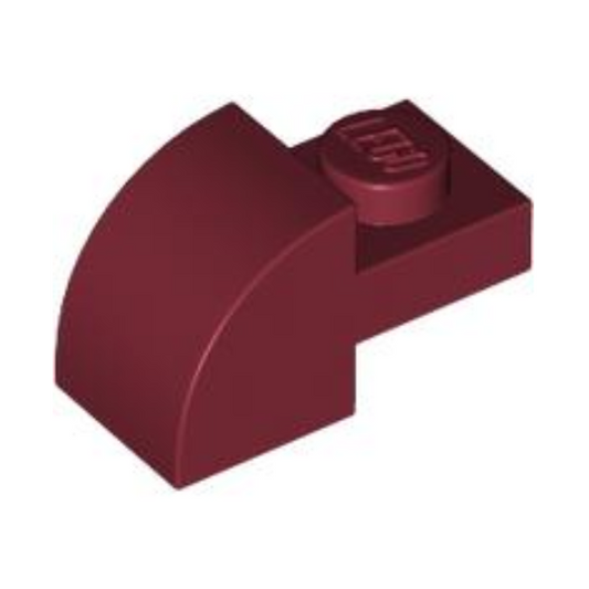 Dark Red Slope, Curved 2 x 1 with Recessed Stud