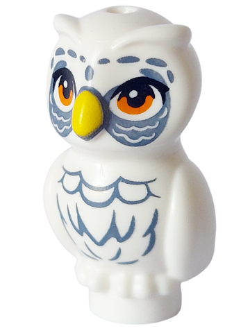 White Owl, Friends Style with Yellow Beak, Orange Eyes, Sand Blue Feathers and Around Eyes Pattern