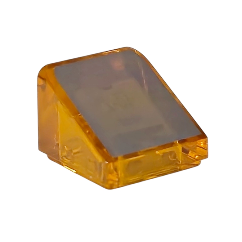 Trans-Orange Slope 30 1 x 1 x 2/3 with Dark Bluish Gray Surface Pattern