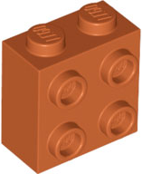 Dark Orange Brick, Modified 1 x 2 x 1 2/3 with Studs on Side
