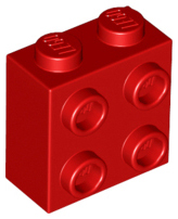 Red Brick, Modified 1 x 2 x 1 2/3 with Studs on Side