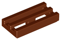 Reddish Brown Tile, Modified 1 x 2 Grille with Bottom Groove
