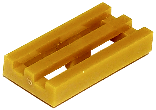 Pearl Gold Tile, Modified 1 x 2 Grille with Bottom Groove