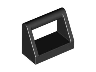 Black Tile, Modified 1 x 2 with Bar Handle