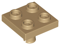 Dark Tan Plate, Modified 2 x 2 with Pin on Bottom