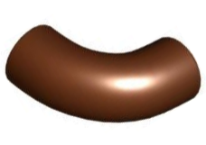 Reddish Brown Brick, Round Tube 1 x 1 d. 90 degrees Elbow Macaroni - No Stud - Type 2 - Axle Hole