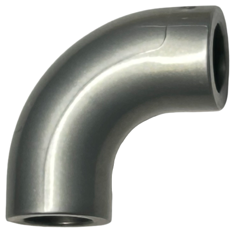 Flat Silver Brick, Round Tube 1 x 1 d. 90 degrees Elbow Macaroni - No Stud - Type 2 - Axle Hole