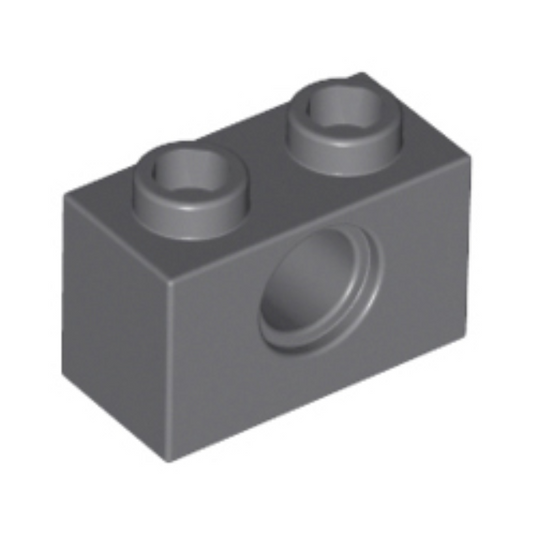 Dark Bluish Gray Technic, Brick 1 x 2 with Hole