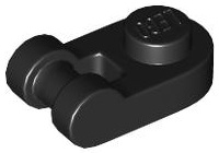 Black Plate, Round 1 x 1 with Bar Handle