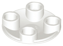 White Plate, Round 2 x 2 with Rounded Bottom (Boat Stud)