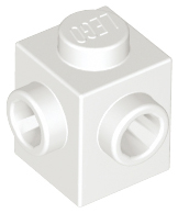White Brick, Modified 1 x 1 with Studs on 2 Sides, Adjacent