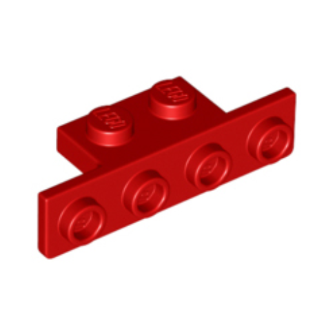 Red Bracket 1 x 2 - 1 x 4 with Rounded Corners at the Bottom