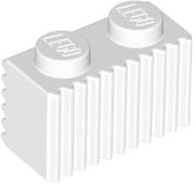 White Brick, Modified 1 x 2 with Grille / Fluted Profile