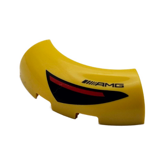 Yellow Brick, Round Corner 3 x 3 without Studs with Black and Red Taillight and AMG Logo Pattern
