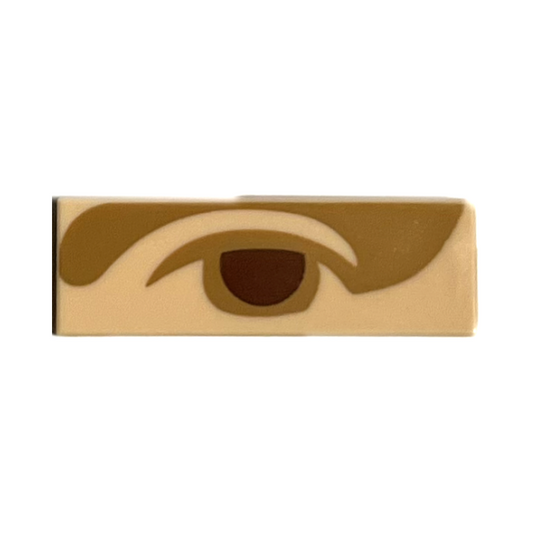 Light Nougat Tile 1 x 3 with Reddish Brown Left Eye with Medium Nougat Eyelid and Shadow Pattern (Mona Lisa)