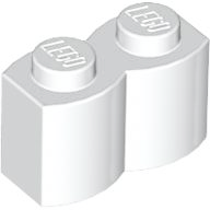 White Brick, Modified 1 x 2 with Log Profile