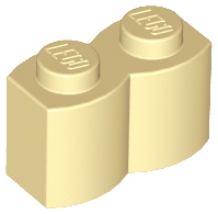 Tan Brick, Modified 1 x 2 with Log Profile