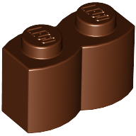 Reddish Brown Brick, Modified 1 x 2 with Log Profile